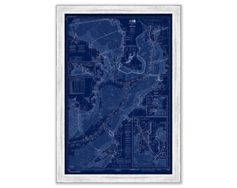 TAMPA BAY and St PETERSBURG, Florida - Nautical Chart Blueprint 2015
