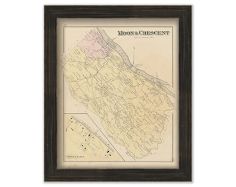 MOON and CRESCENT, Pennsylvania 1876 Map - Replica or Genuine ORIGINAL