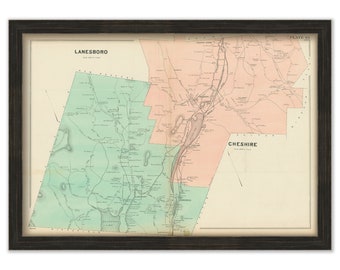 LANESBORO and CHESHIRE, Massachusetts 1904 Map - Replica or Genuine Original