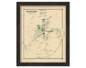 Villages of BEDFORD, Massachusetts 1875 Map - Replica or Genuine ORIGINAL