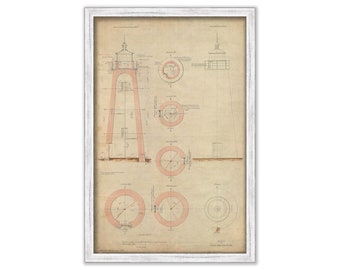 COVE POINT LIGHTHOUSE, Maryland  - Drawing and Plan of the Lighthouse as it was in 1892