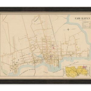 Village of FAIR HAVEN, Massachusetts 1895 Map - Replica or GENUINE Original