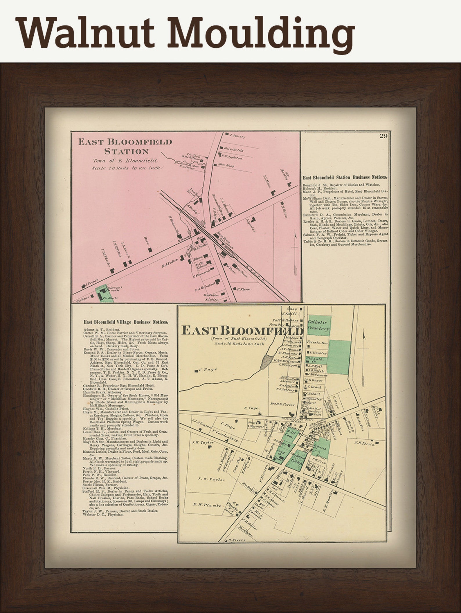 EAST BLOOMFIELD the Village Ontaro County New York 1874 Map - Etsy