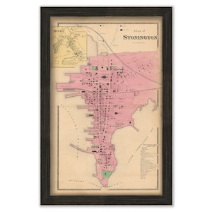 MYSTIC and STONINGTON, Connecticut, 1868 Map