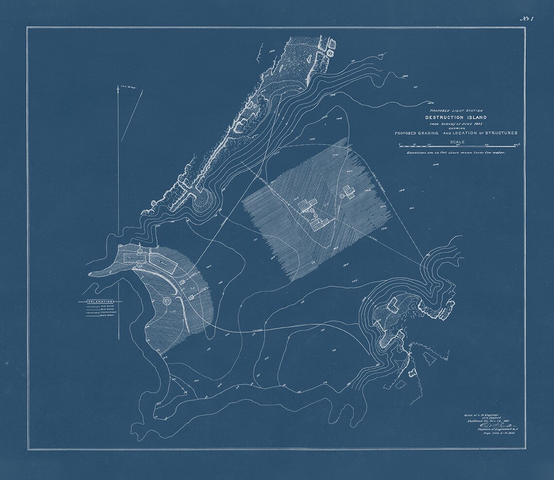 Destruction Island Lighthouse, Washington State - Site Plan Blueprint ...