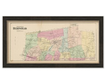 Hempstead, New York 1873 Map, Replica and GENUINE ORIGINAL