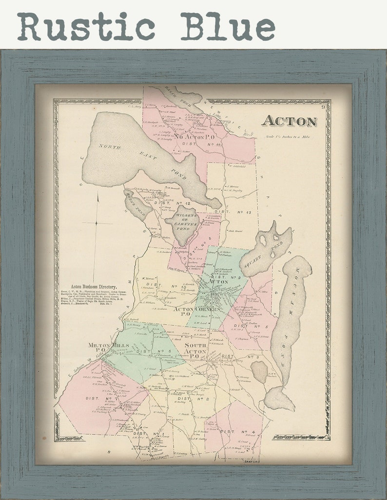 Town of ACTON Maine 1872 Map | Etsy