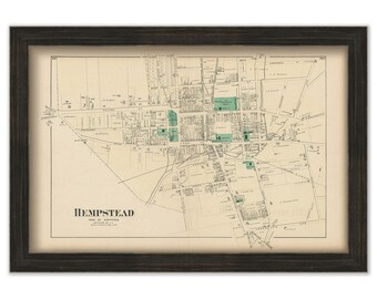 Hempstead, New York 1873 Map, Replica and GENUINE ORIGINAL