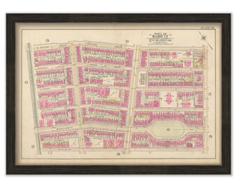 BOSTON 1902 Map, Plate 28, South End,  Chester Park