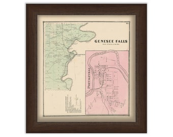 Town of GENESEE FALLS and Village of PORTAGEVILLE, Wyoming County, New York 1866 Map
