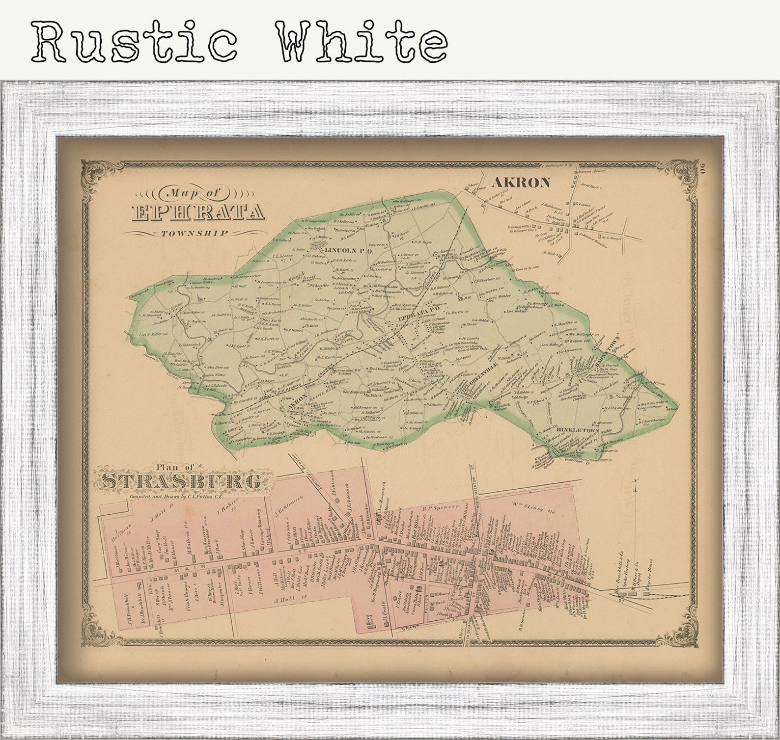 EPHRATA Pennsylvania 1875 Map Replica or GENUINE ORIGINAL Etsy