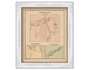 Villages of THETFORD and TUNBRIDGE, Vermont 1877 Map - Replica or Genuine Original