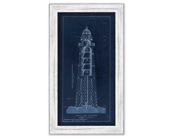 Minot Ledge Light House 1855 Architectural Drawing Blueprint