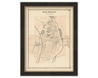 EAST WOBURN, Massachusetts 1875 Map - Replica or Genuine ORIGINAL