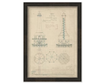 CAPE SAN BLAS Lighthouse, Florida  - Drawing and Plan of the Proposed Lighthouse 1854.