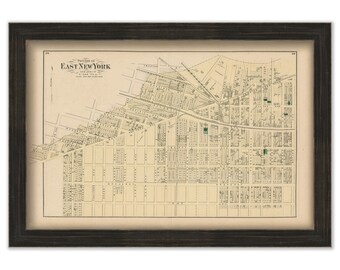 East New York City, New York 1873 Map, Replica and GENUINE ORIGINAL