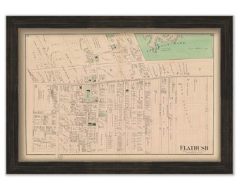 Flatbush, Brooklyn, New York 1873 Map, Replica and GENUINE ORIGINAL