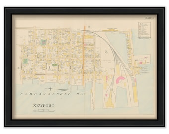 NEWPORT, Rhode Island 1893 Map-Plate O