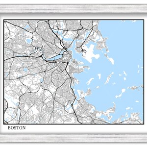 BOSTON, Massachusetts - Contemporary Map Poster
