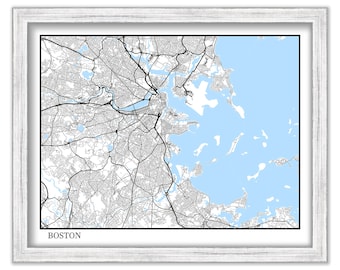 BOSTON, Massachusetts - Contemporary Map Poster