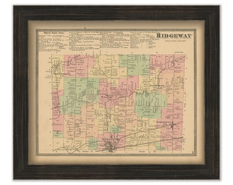 RIDGEWAY and SHELBY, New York 1875 Map, Replica or Genuine Original