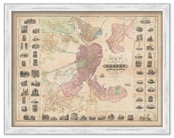 City of BOSTON and Immediate Neighborhood 1852 by H. McIntire