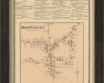 Village of Rose Valley, New York 1874 Map, Replica and GENUINE ORIGINAL