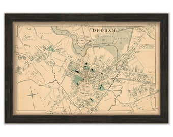 DEDHAM, Massachusetts 1876 Map - Replica or GENUINE ORIGINAL