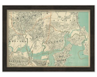 EAST BOSTON and EVERETT, Massachusetts and the surrounding area, 1904 Map/Chart - Replica or Genuine Original