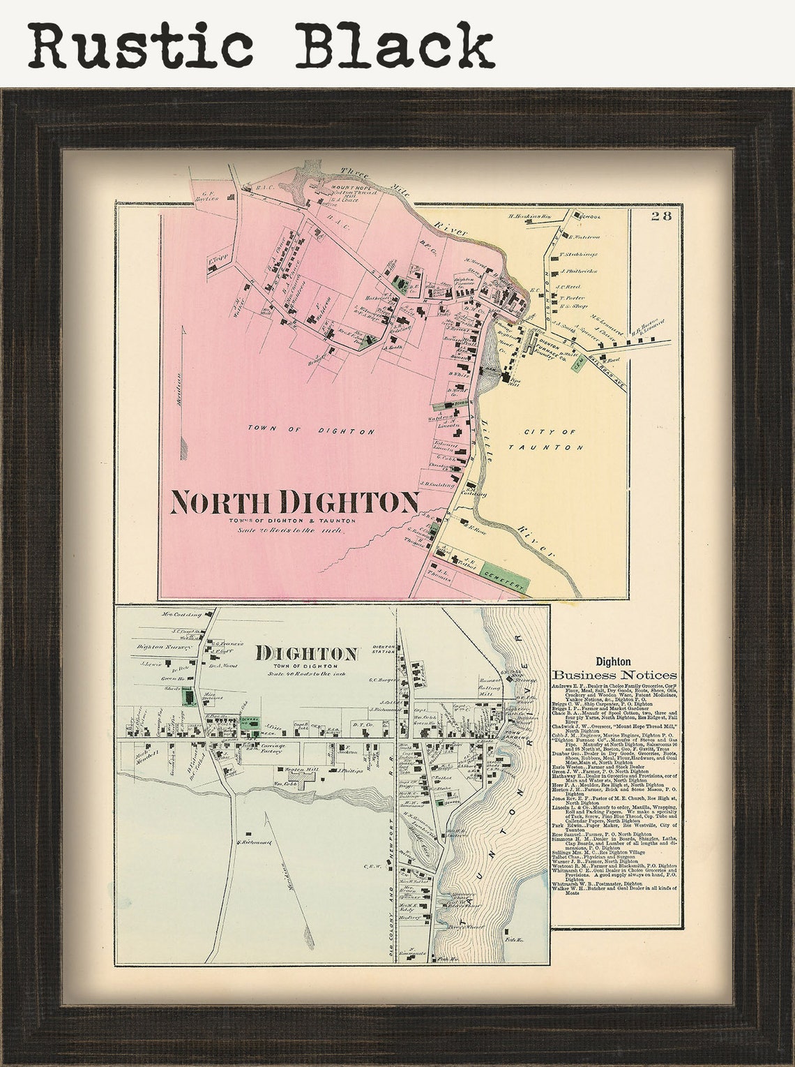 NORTH DIGHTON Massachusetts 1871 Map Replica or Genuine Etsy