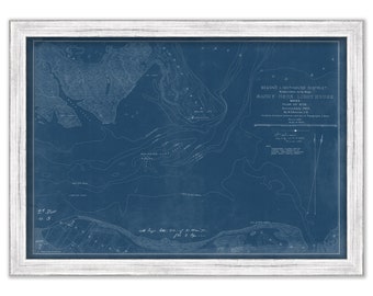 SANDY NECK LIGHTHOUSE Site Plan, Barnstable, Massachusetts  -  Blueprint Site Plan for the Lighthouse as it was in 1869