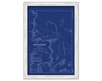ROCKPORT HARBOR, Massachusetts - 1909 Nautical Chart Blueprint by George W. Eldridge