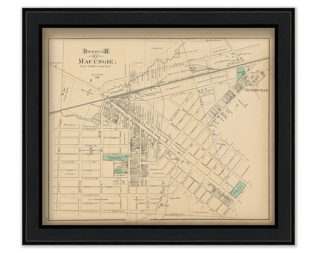 MACUNGIE, Pennsylvania 1876 Map Replica or Genuine Original Etsy