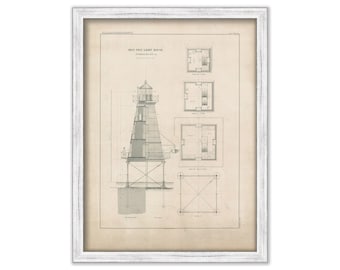 SOUTHWEST REEF LIGHTHOUSE, Louisiana  - Drawing and Plan of the Lighthouse as it was in 1856.