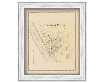 LIVERMORE FALLS, Androscoggin County, Maine 1873 Map, Replica or GENUINE Original