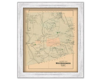 WEST BRIDGEWATER, Massachusetts 1879 Map - Replica or Genuine ORIGINAL