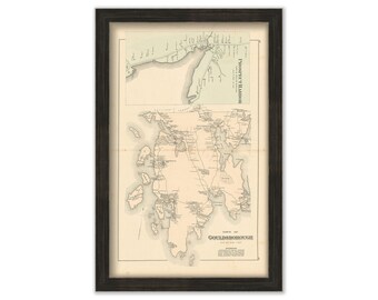 GOULDSBOROUGH and PROSPECT HARBOR, Maine 1881 Map, Replica or Genuine Original