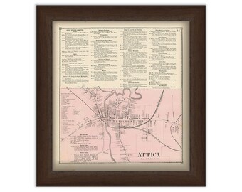 Village of ATTICA, Wyoming County, New York 1866 Map