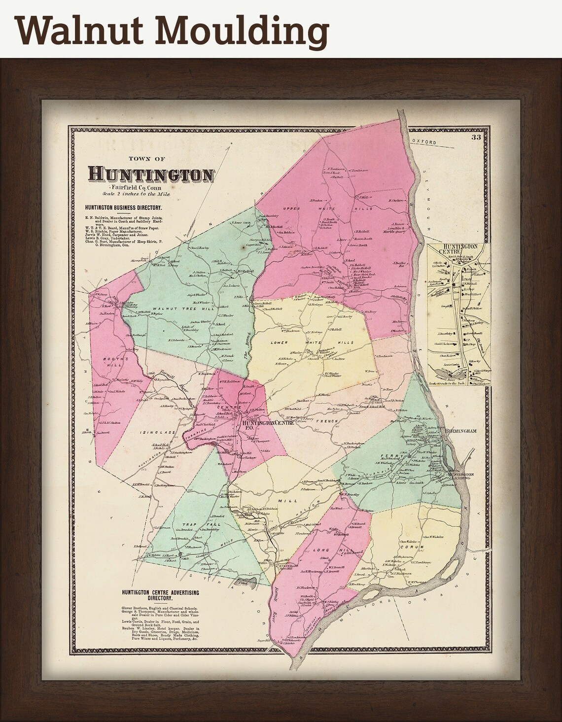 HUNTINGTON Connecticut Map 1867 Etsy