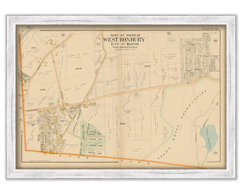 WEST ROXBURY Massachusetts 1899 Map Plate 32 Replica or Etsy