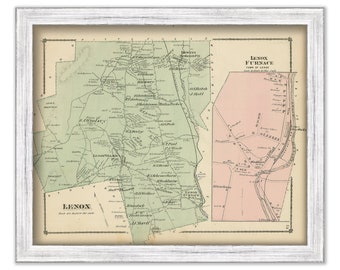 Town of Lenox, Massachusetts 1876 Map-Colored Reproduction