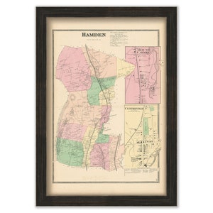 HAMDEN, Connecticut, 1868 Map, Replica or Genuine Original