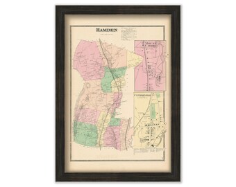 HAMDEN, Connecticut, 1868 Map, Replica or Genuine Original