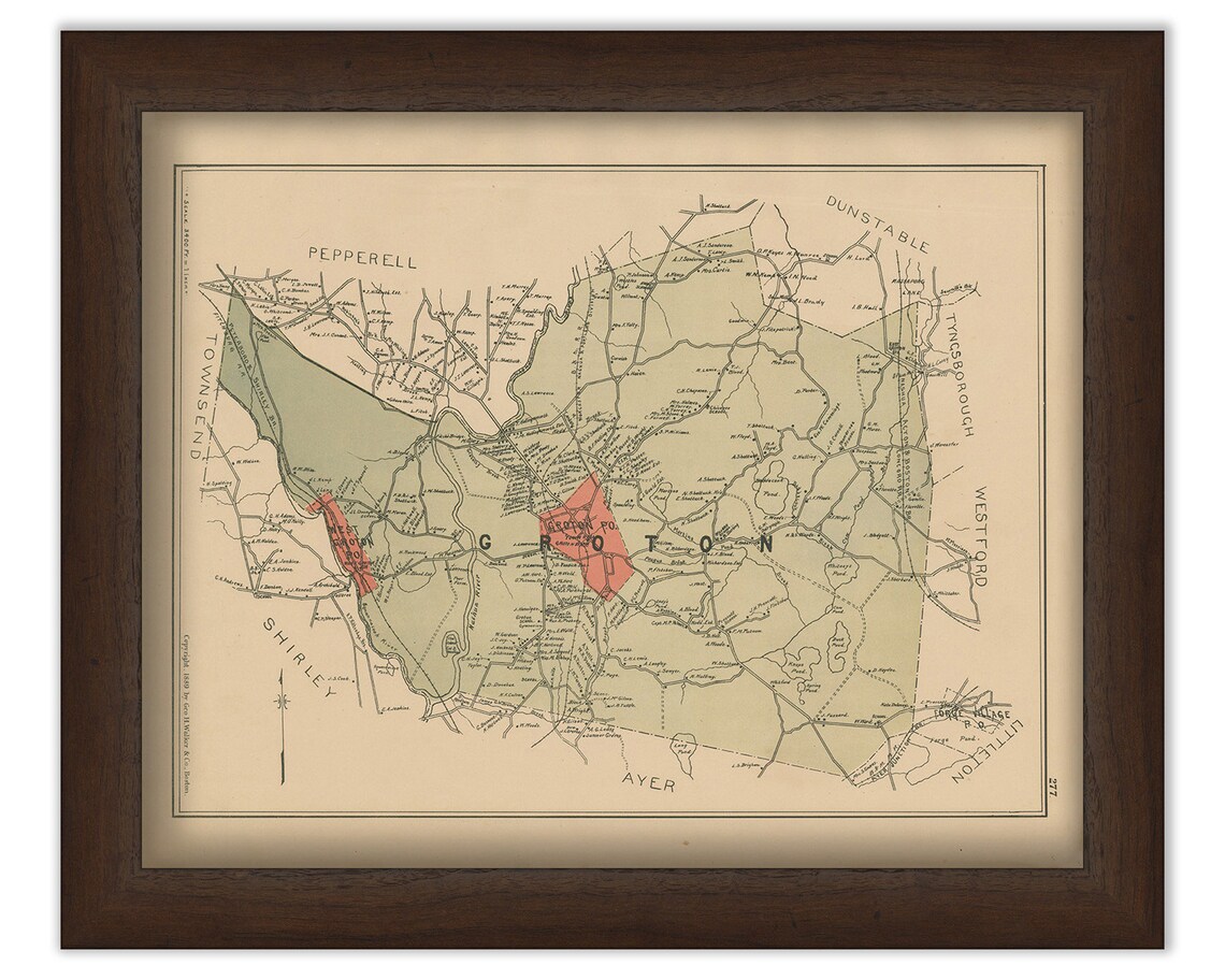 GROTON Massachusetts 1889 Map Replica or Genuine ORIGINAL Etsy