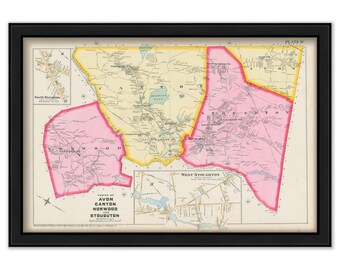 Towns of CANTON, NORWOOD and STOUGHTON, Massachusetts 1888 Map