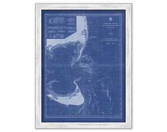 Nantucket Sound Eastern Approaches, Massachusetts  -  1900 Nautical Chart Blueprint