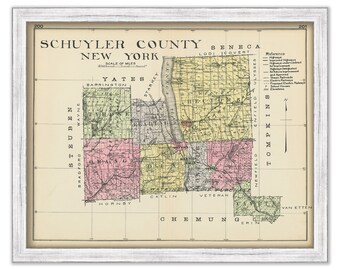SCHUYLER County, New York 1912 Map, Replica or GENUINE ORIGINAL