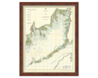 BUZZARDS BAY, Massachusetts 1899 Colored Nautical Chart