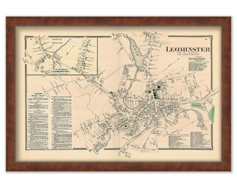 Village of LEOMINSTER, Massachusetts 1870 Map