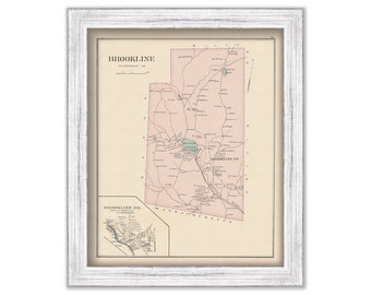 BROOKLINE, New Hampshire 1892 Map, Replica or genuine ORIGINAL